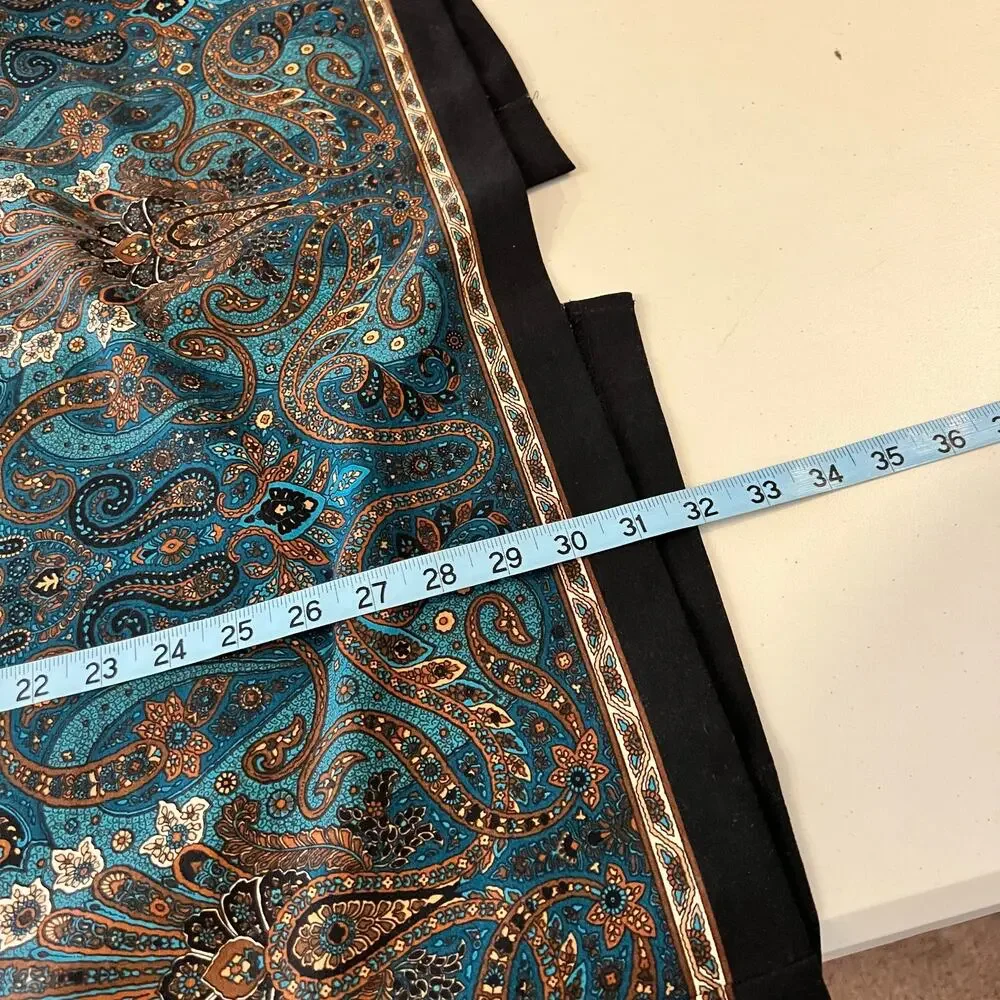 Briggs Vintage 90s Black Turquoise Print Maxi Skirt Size 12 / Medium